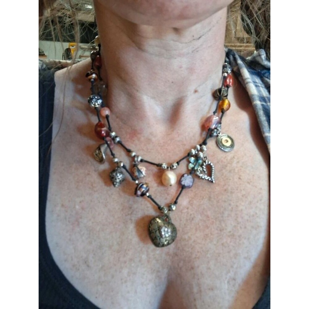 Two boho cottagecore indie charm necklaces